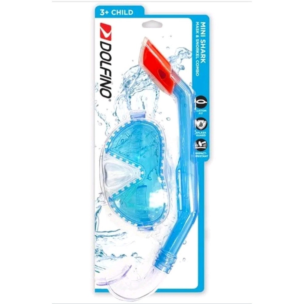 Dolfino Child Latex Free Swim Mask & Snorkel Set splash guard Mini Shark Ages 3+